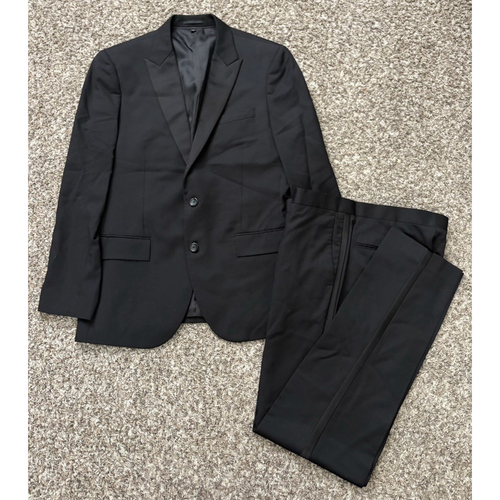 J Crew Ludlow Tollegno 1900 Italian Wool Suit Slim Black Size 40 Jacket 34 Pant